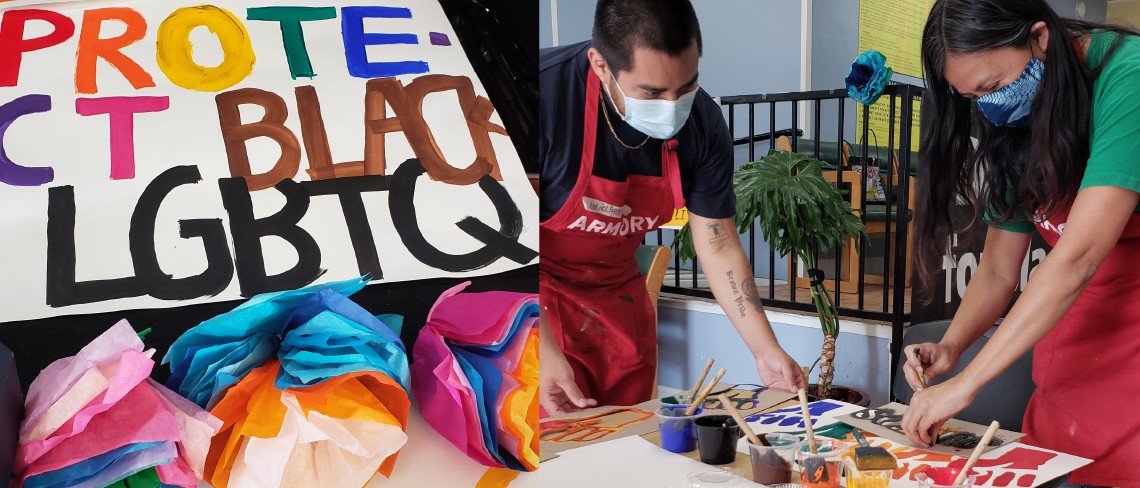 Teaching artist BLM poster making