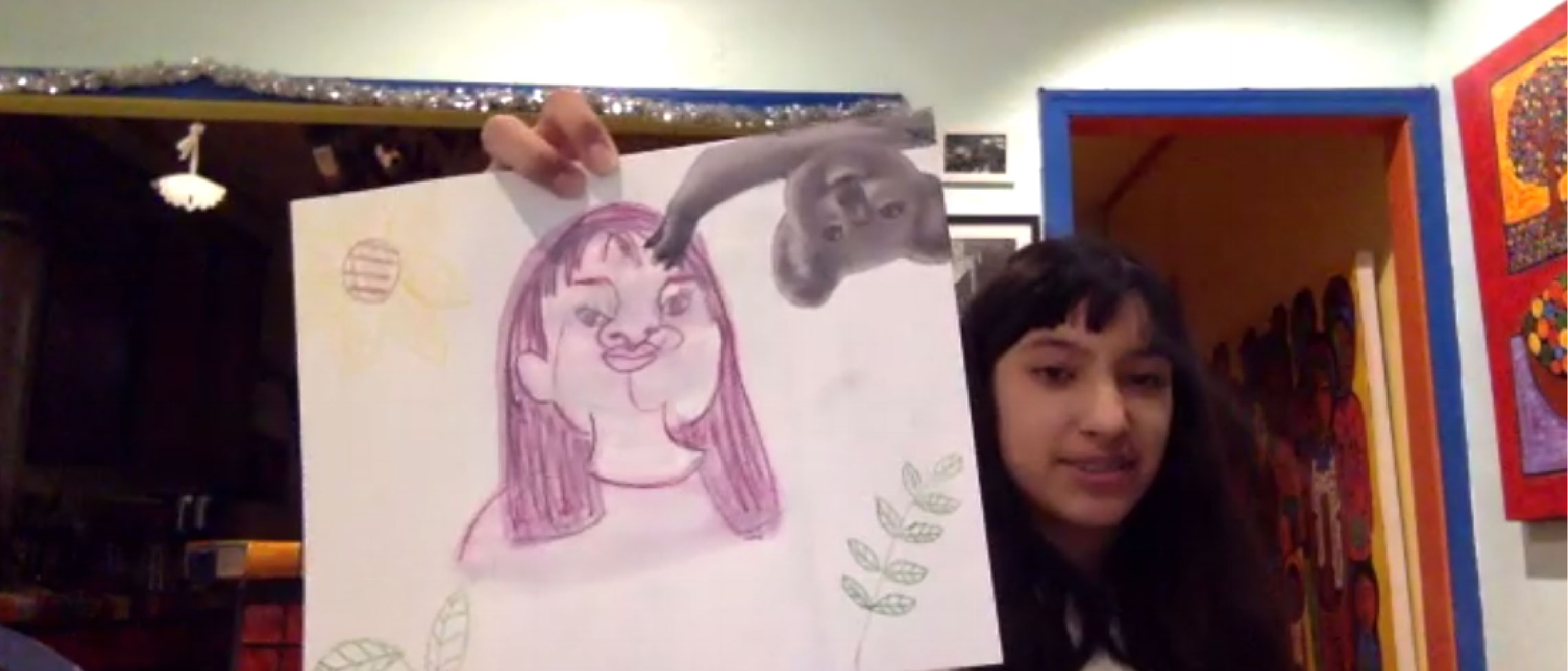 Teen student drawing zoom